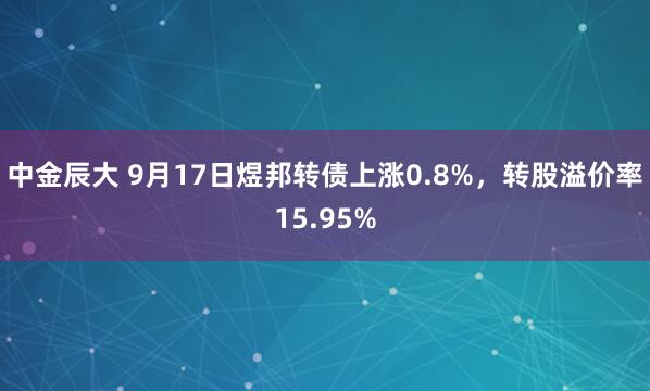 中金辰大 9月17日煜邦转债上涨0.8%，转股溢价率15.95%