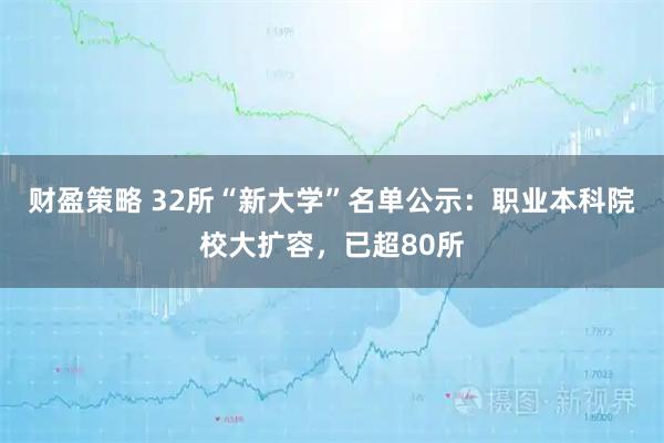 财盈策略 32所“新大学”名单公示：职业本科院校大扩容，已超80所